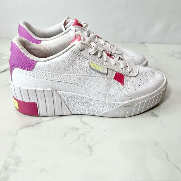 PUMA Cali Wedge White Leather Lifestyle Sneakers - Picture 6 of 16